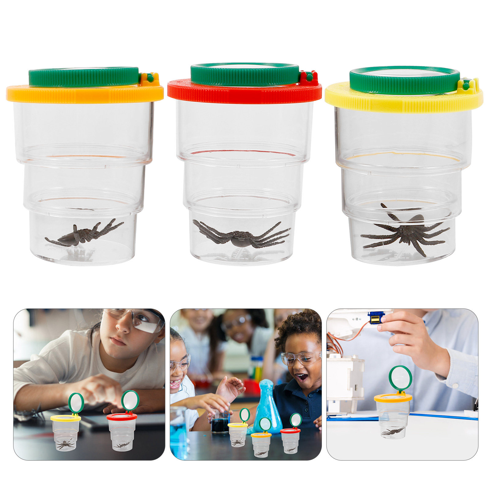 Science Toys - 3Pcs Magnifying Insect Observation Box Transparent